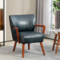 HOMCOM Accent Chair, Modern Armchair, Faux Leather Upholstered Living Room Chair with Wood Legs and Wide Padded Seat, Blue