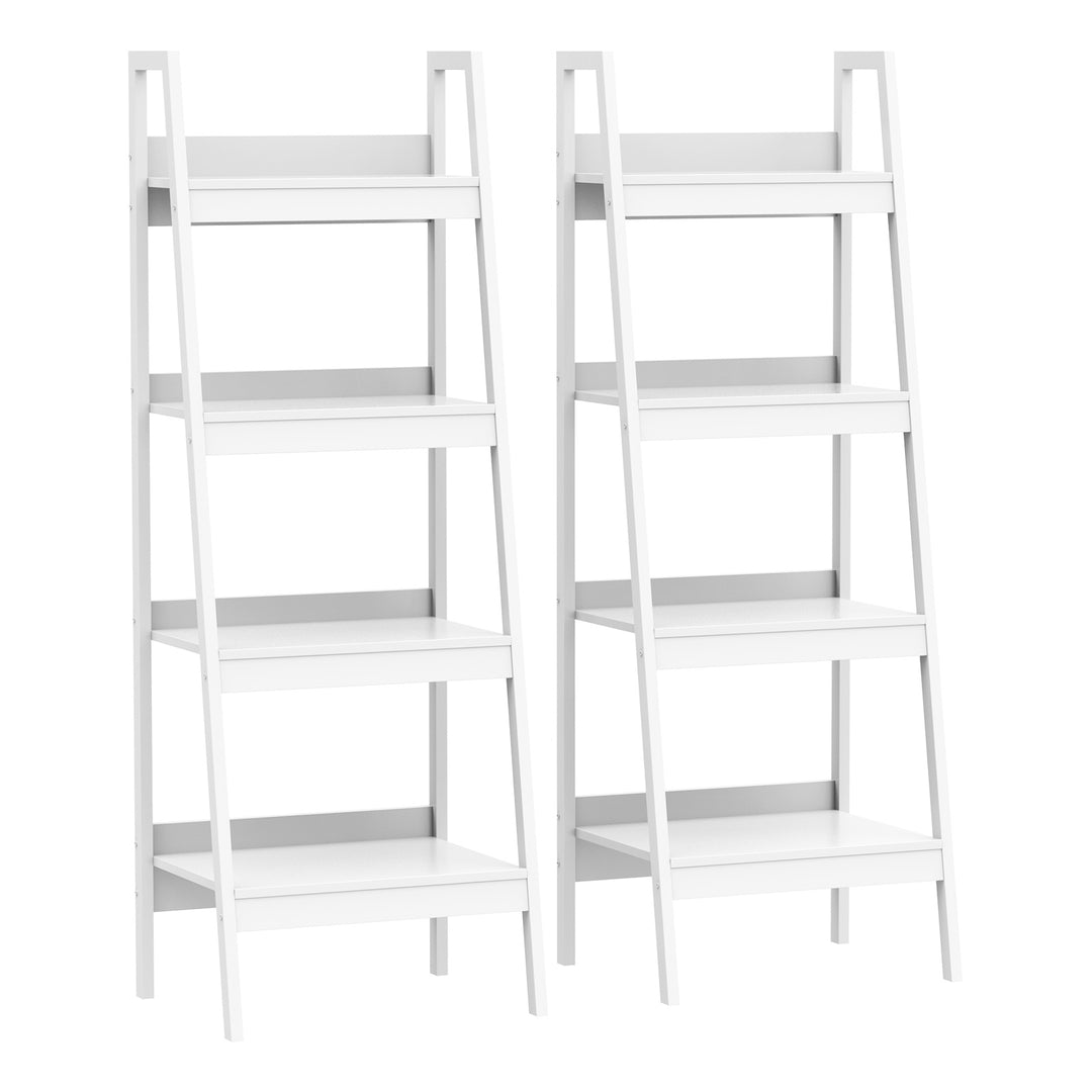 HOMCOM Set of 2, 4 Tier Ladder Shelf Bookcase, Multi-Use Display Rack, Storage Shelving Unit Display Stand, Flower Plant Stand, Home Office Furniture, Black