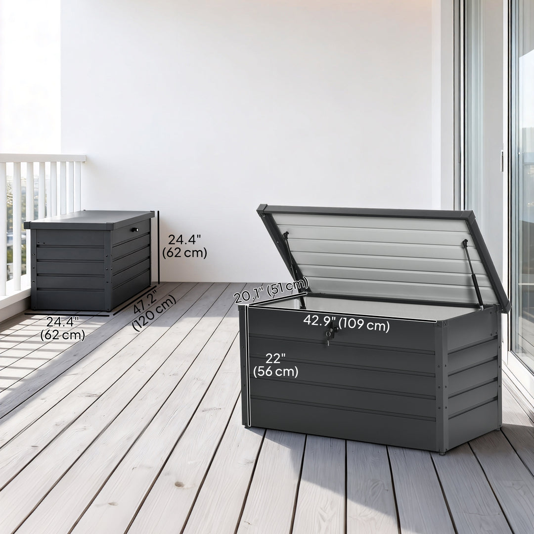Outsunny Large Deck Box, Outdoor Storage Container with Lock for Pool Toys, Garden Tools, Furniture and Sports Equipment, Grey
