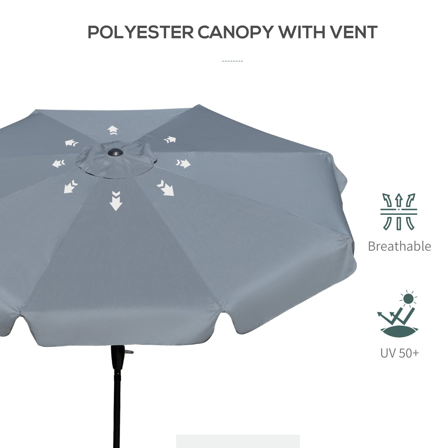 Outsunny 8.5 ft Outdoor Market Table Umbrella, Round Patio Umbrella with Tilt and Crank for Garden, Backyard, Deck, Wine Red