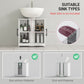 HOMCOM Farmhouse Pedestal Sink Storage Cabinet, Bathroom Under Sink Cabinet with 2 Barn Doors and Adjustable Shelf, White