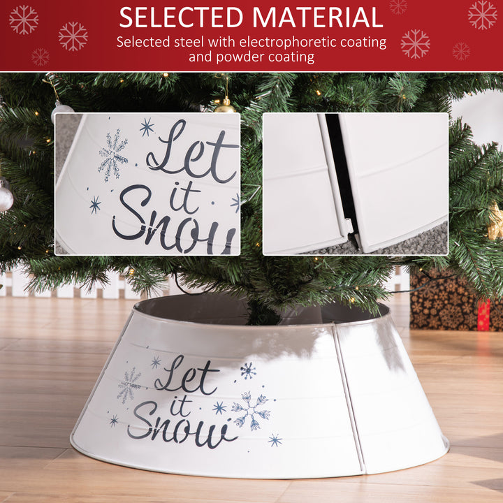 HOMCOM Metal Christmas Tree Collar, 26 Inch Round Christmas Tree Ring for Home Holiday Decoration, White