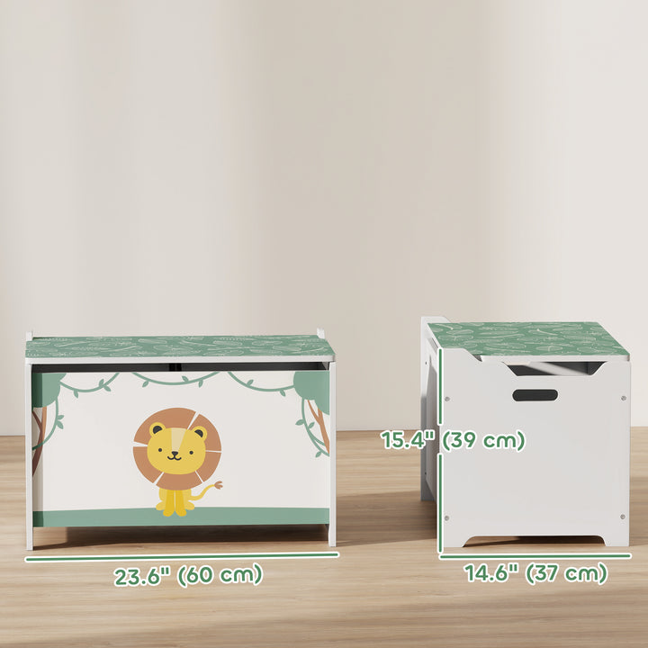 Qaba Toy Chest, Kids Storage Chest with Lid, Safety Hinges and Groove Handles for Boys, Girls, Pink