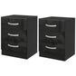 HOMCOM Modern Nightstand Set of 2, Bedside Tables with 3 High Gloss Drawers for Bedroom, White