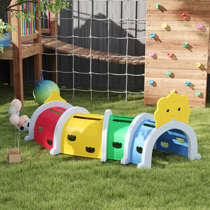 Qaba Lion Design Tunnel for Kids to Crawl Through, for 3-6 Years, Multicoloured