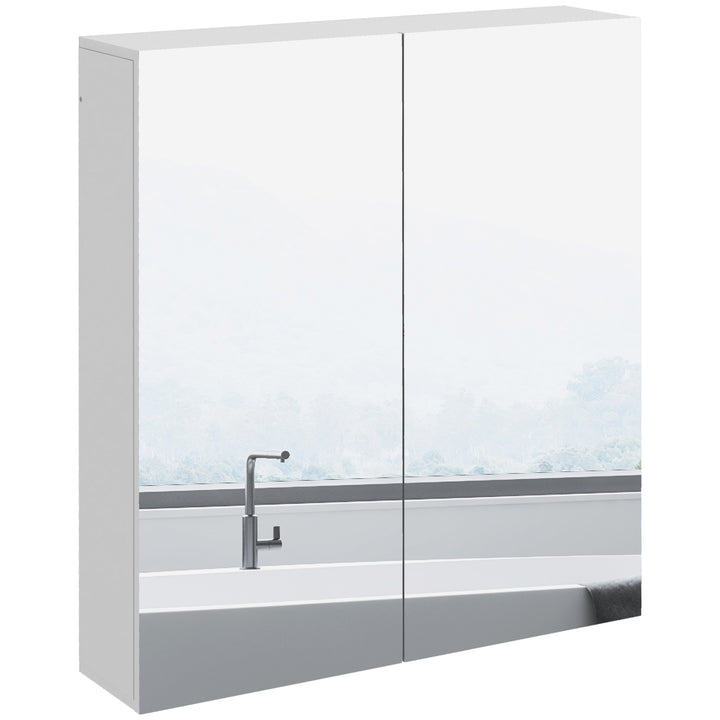 kleankin Wall Mounted Mirror Cabinet, Bathroom Medicine Cabinet with Mirror, 2 Doors, Adjustable Shelf and Soft Close Mechanism