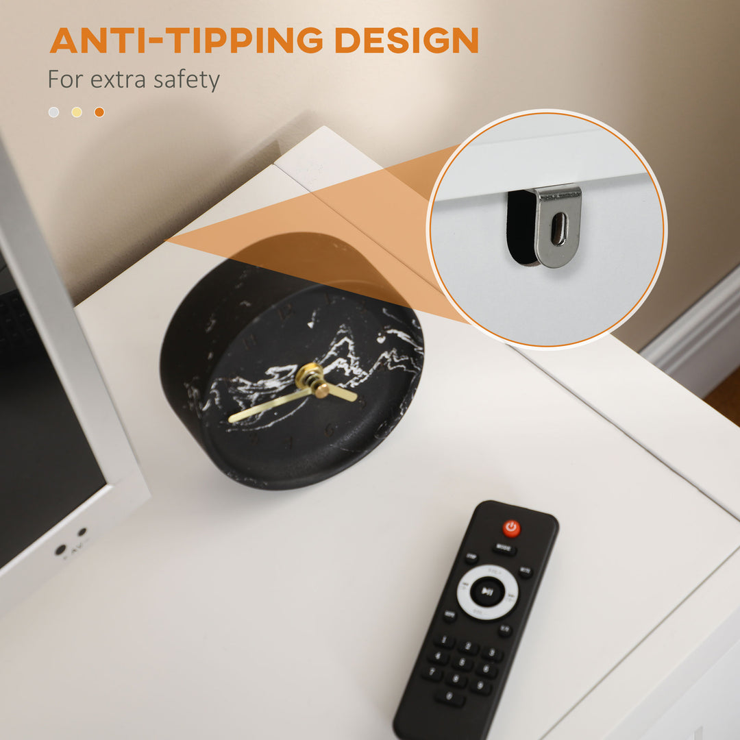 HOMCOM Sideboard Cabinet Buffets Table with Barn Style Doors TV Cabinet Stand for TVs up to 65" with 4 Cable Holes White