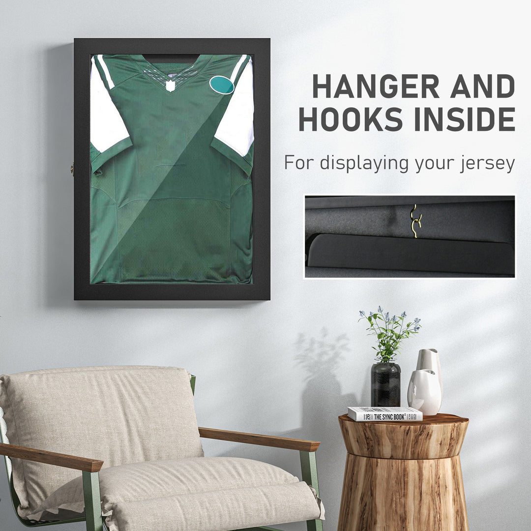 HOMCOM 24" x 32" Hockey Jersey Frame, Jersey Shadow Box for Basketball Football Baseball, Black