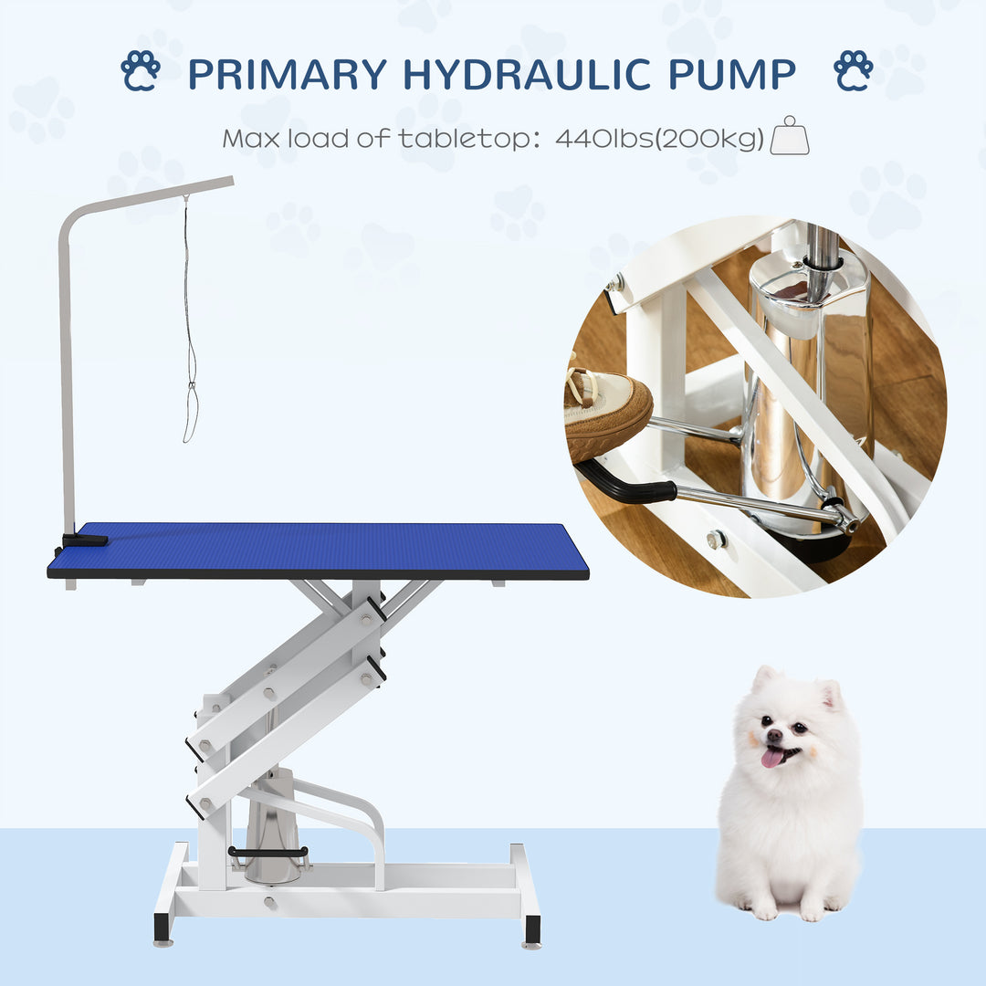 PawHut Pet Grooming Table, Height Adjustable Dog Grooming Table with Arm, Noose and Non-Slip Grooming Table, Black