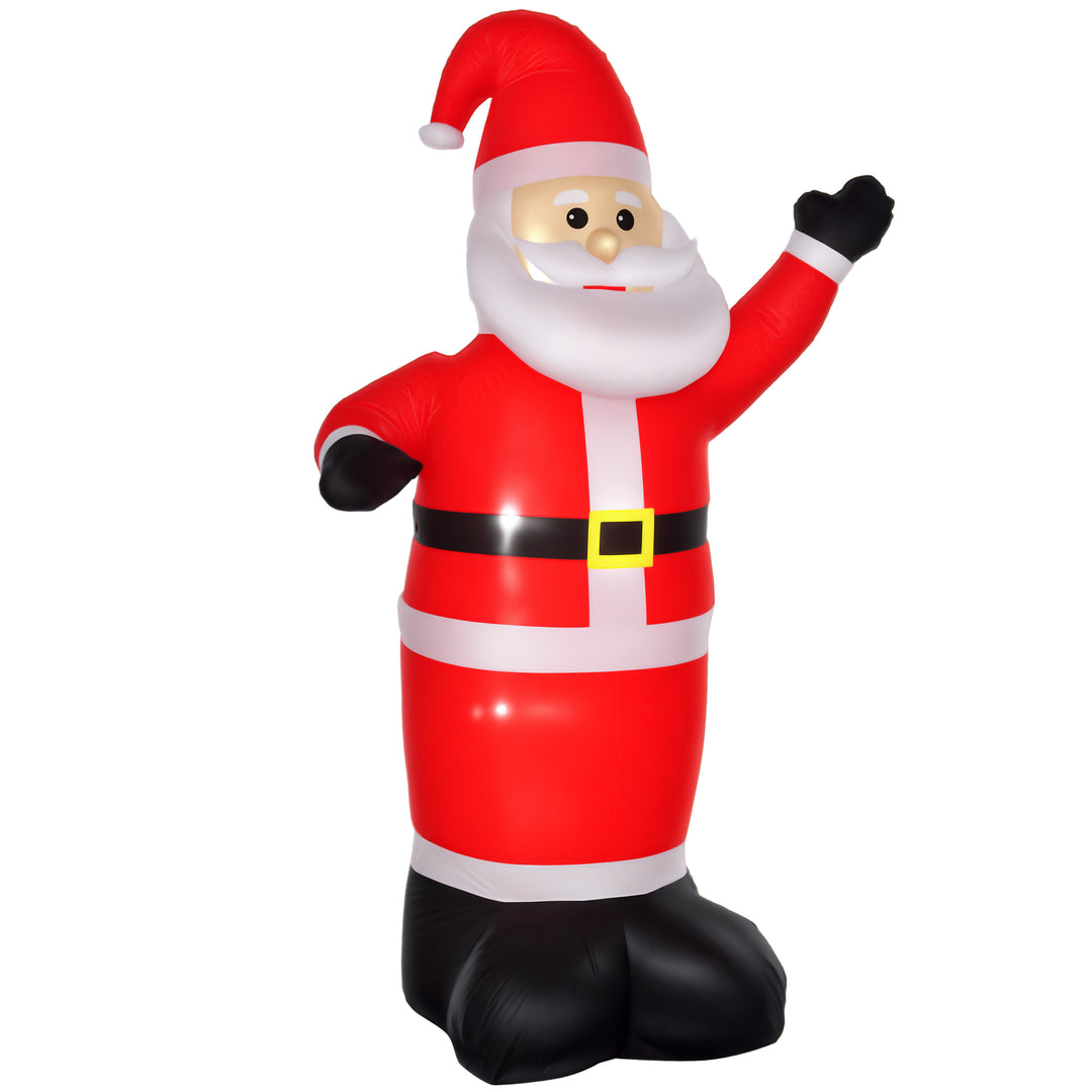 HOMCOM 8ft Inflatable Christmas Santa Claus Waving Hands, Blow-Up Outdoor LED Yard Display for Lawn Garden Party
