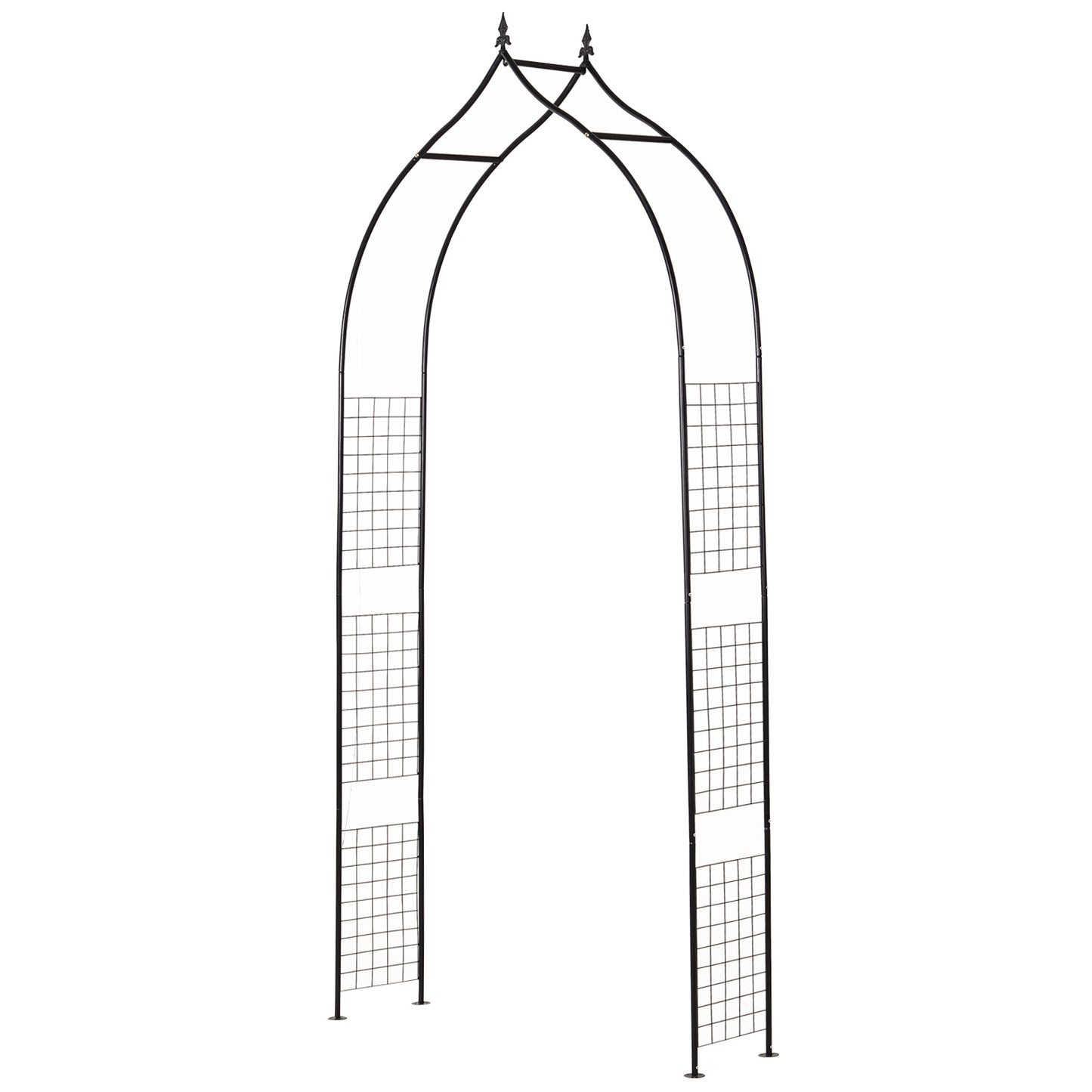 Outsunny 8FT Metal Garden Arch, Decorative Arbor Trellis for Climbing Plants, Wedding, Party, Event, Holiday, Black
