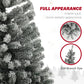 HOMCOM 9ft Prelit Pencil Artificial Christmas Tree, Flocked Xmas Tree with Remote, Dual Colour LEDs, 895 Tips, Metal Stand