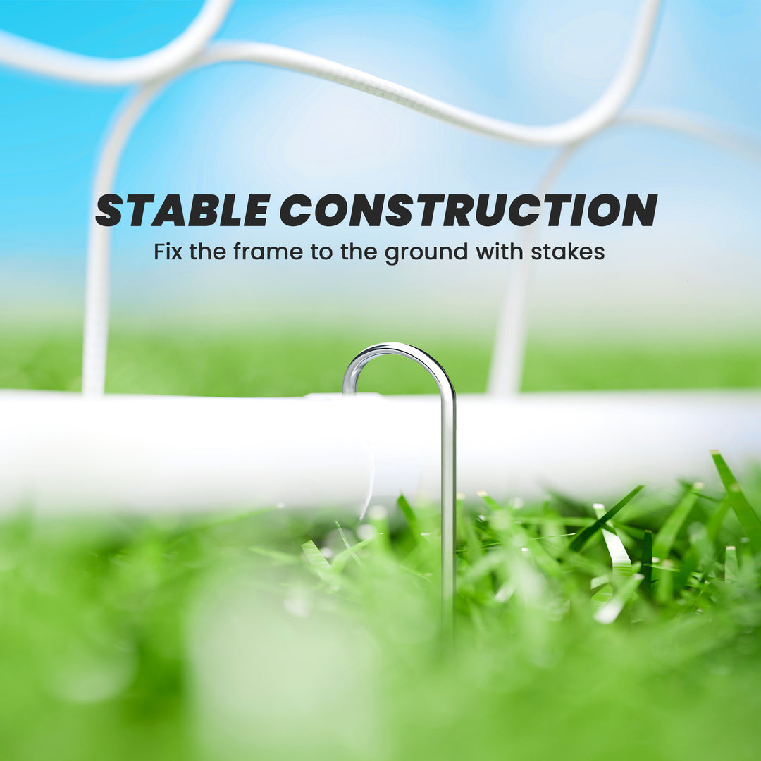 Soozier 6ft x 4ft Soccer Goal Net with Metal Frame, PE Mesh, Ground Stakes, Easy Assembly, Yellow