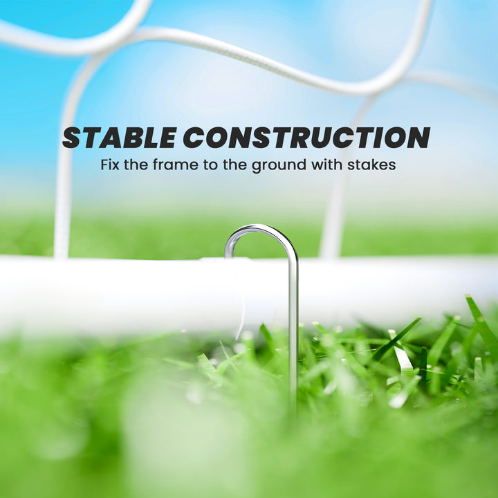 Soozier 6ft x 4ft Soccer Goal Net with Metal Frame, PE Mesh, Ground Stakes, Easy Assembly, Yellow