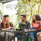 Outsunny Outdoor Patio Dining Table with 2.1" Umbrella Hole, Steel Outdoor Patio Table for 6, Dark Brown