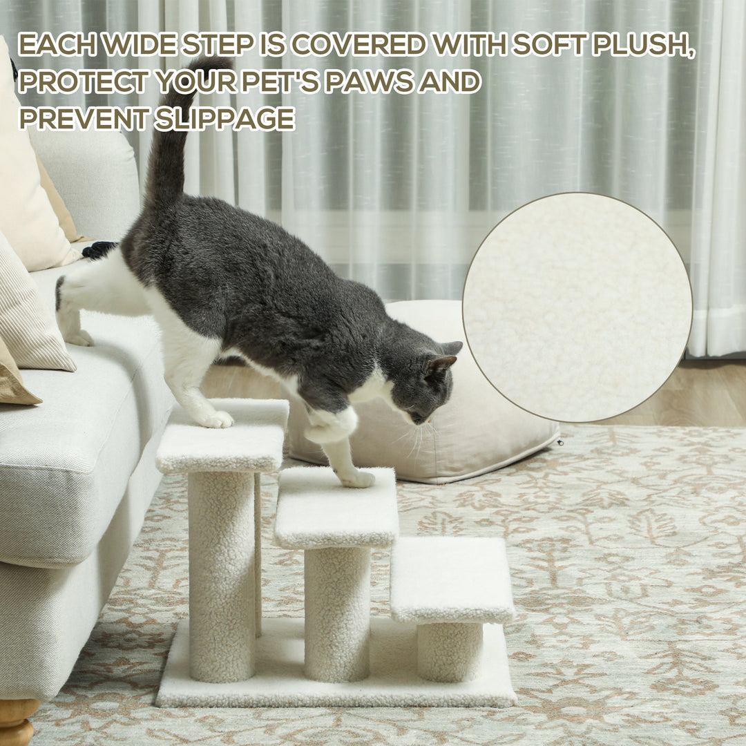 PawHut 23.5" 4 Tier Pet Stairs Dog Cat Step Scratch Post Furniture, Dark Grey