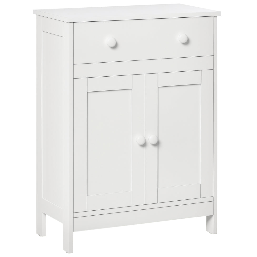 HOMCOM Bathroom Cabinet, Freestanding Accent Sideboard with Storage Drawer & Adjustable Shelf, White