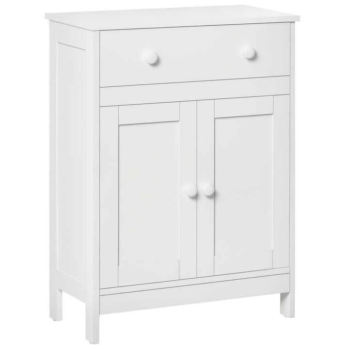HOMCOM Bathroom Cabinet, Freestanding Accent Sideboard with Storage Drawer & Adjustable Shelf, White