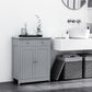 kleankin Freestanding Bathroom Floor Cabinet, Organizer Floor Tower with 2 Door, 2 Drawers, Adjustable Shelf, Grey