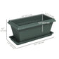 Outsunny 7 Pack 15.7" Plastic Flower Planters with Drainage Holes and Trays, Plant Pots for Indoor Outdoor Plants, Green