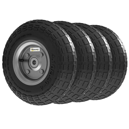 Outsunny Set of 4 Pneumatic Wheels, 10" Wheelbarrow Wheels Replacement for Barn Carts, Hose Carts, Garden Carts, Black