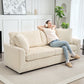 HOMCOM 3 Seater Sofa, 83.5" Modern Upholstered Couch with Pocket Spring and 2 Scatter Cushions for Living Room, Cream White