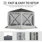 Outsunny 12' x 12' Hexagon Automatic Pop Up Screen Tents Camping Shelter Picnic Canopy Outdoor Sun Shade w/ Mesh Sidewalls and Carry Bag Beige