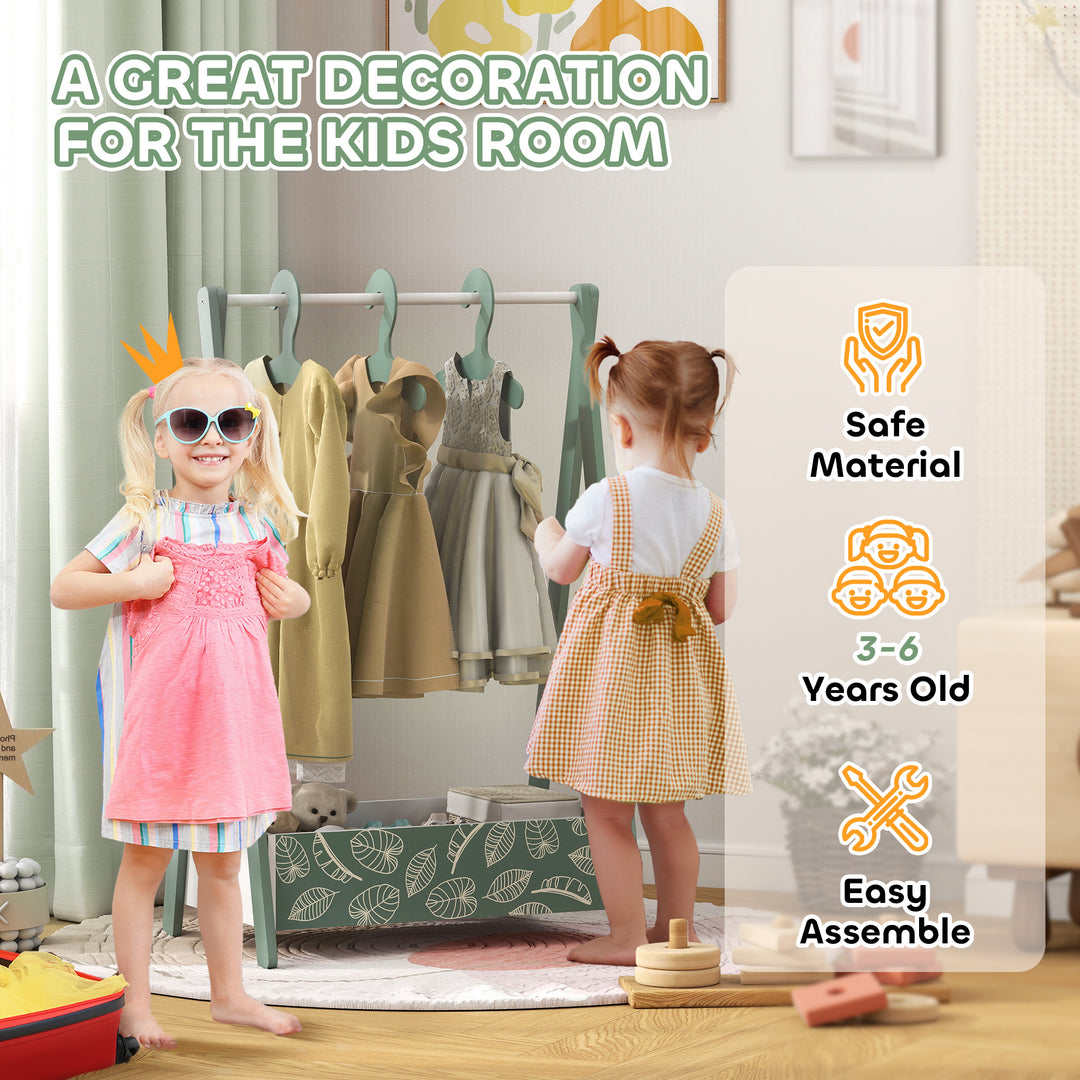 Qaba Kids Clothing Rack with Storage Shelf, Hangers, for Nursery Room, Living Room, Playroom, Pink