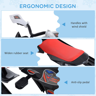 Soozier Snow Racer Sleds for Kids with Padded Rubber Seat, Snow Motor with Wind Shield Handle and Anti-slip Pedal, Winter Gift for Boys and Girls