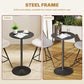 HOMCOM Round Table for 2, 40.2 Inch Bar Height Pub Table with Steel Frame, Non-Slip Base for Living Room, Kitchen, Natural Wood