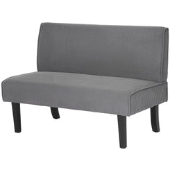 HOMCOM 46.5" Loveseat Couch with USB Ports, Corduroy Love Seat Sofa with Wood Legs for Living Room, Bedroom, Small Space, Grey