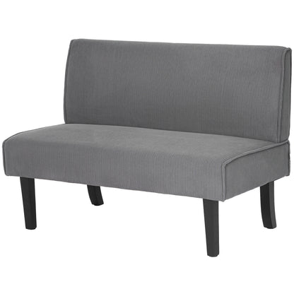 HOMCOM 46.5" Loveseat Couch with USB Ports, Corduroy Love Seat Sofa with Wood Legs for Living Room, Bedroom, Small Space, Grey