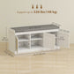 HOMCOM Shoe Storage Bench with Woven Rattan Doors, Shoe Bench with Cushion, Adjustable Shelves, Entryway Bench, White