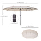 Outsunny 15' Double-Sided Patio Umbrella Parasol Sun Shelter Canopy Shade Grey