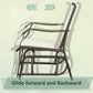 Outsunny 3 Piece Patio Glider Set Outdoor Gliders with Breathable Mesh Seat, Glass Top Table for Garden, Yard, Cream White