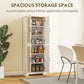 HOMCOM 67" Tall Kitchen Pantry, Freestanding Kitchen Storage Cabinet with 4 Rattan Doors and Adjustable Shelves, White