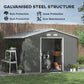 Outsunny 9.1'x6.4'x6.3' Garden Storage Shed w/ Foundation Kit Metal Tool Storage House w/ Double Doors Light Green