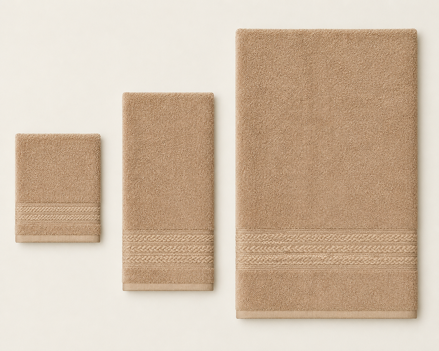 Aarniva Premium Warm Beige Towel Set | Soft & Absorbent | Face, Hand & Bath Towels