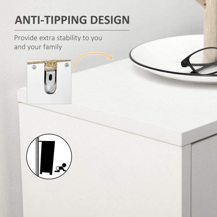 HOMCOM Modern Shoe Cabinet Storage 12 Pair Shoe Organizer with 2 Flip Doors Drawer and Adjustable Shelf White