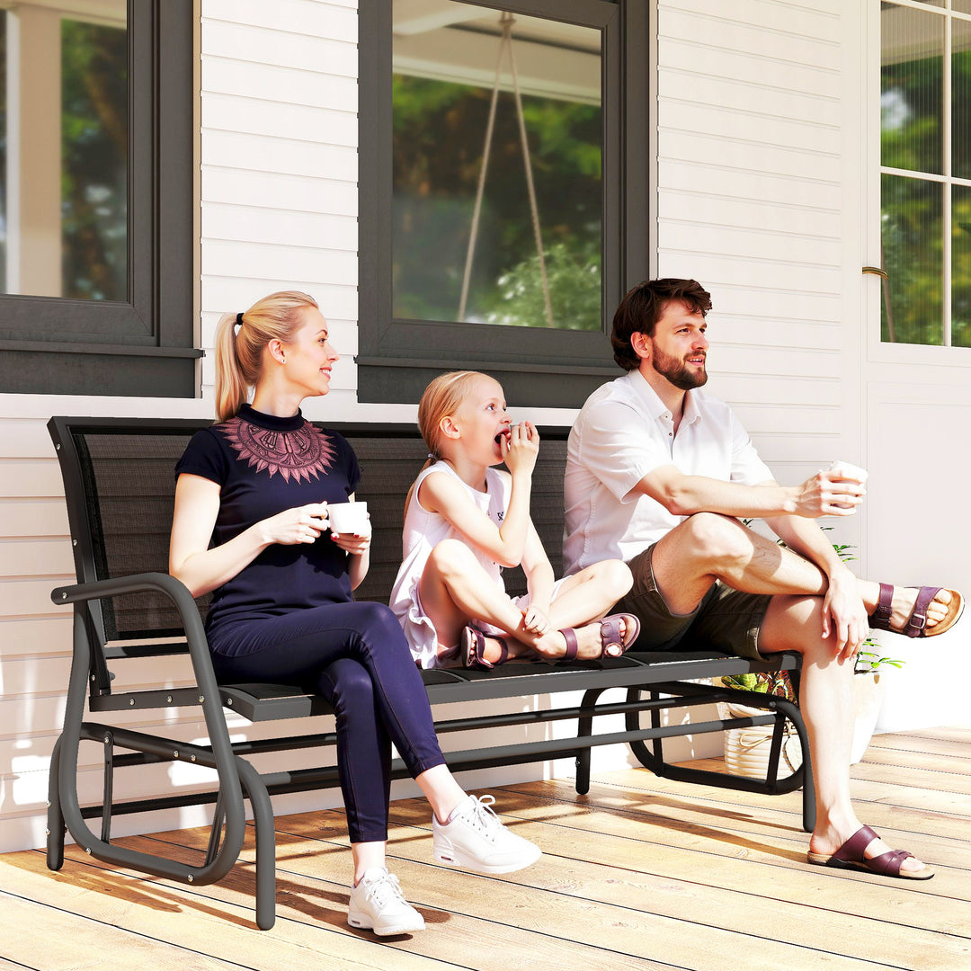 Outsunny 3-Seat Outdoor Glider Chair, Patio Rocking Chair, Steel Frame, Sling Fabric Seat for Garden, Backyard, Lawn, Black