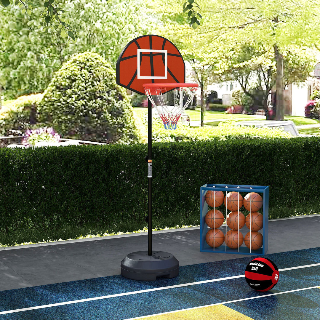 Soozier 3-5ft Basketball Hoop and Stand with Magenic Dartboard and Darts, 15" Backboard, Weighted Base for Teens Youth