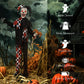 Outsunny Life Size Halloween Animated Clown with Red Light Up Eyes, Sound Activated Scary Halloween Decorations, Battery Operated