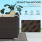 Outsunny 6 Pieces Outdoor Rattan Patio Furniture Set with Corner Sofa, Wood-Plastic Coffee Table, Navy Blue