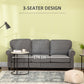 HOMCOM 3-Seater Sofa Couch, 81" Modern Upholstered Linen Fabric Sofa with Rubberwood Legs, Nailhead Trim and Rolled Arms for Living Room, Bedroom and Apartment, Grey