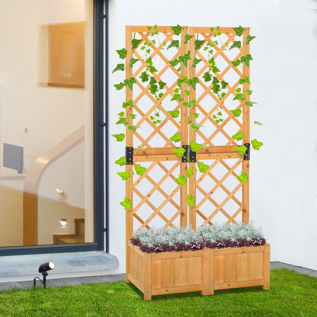 Outsunny Set of 2 Raised Garden Bed with Trellis Board Flower Stand Lattice Panels for Plants, Flowers or Vine Outdoor Indoor, Orange