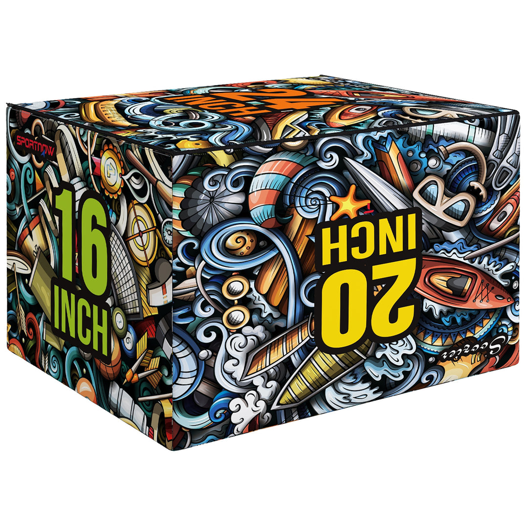 Soozier Soft Plyo Box,  3-in-1 Plyometric Box,  Non-Slip Jump Box for Conditioning and Strength Training, 24" x 20" x 16"