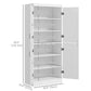 HOMCOM 70" 4-Door Storage Cabinet, Freestanding Pantry Cabinet with Adjustable Shelves for Living Room, Natural