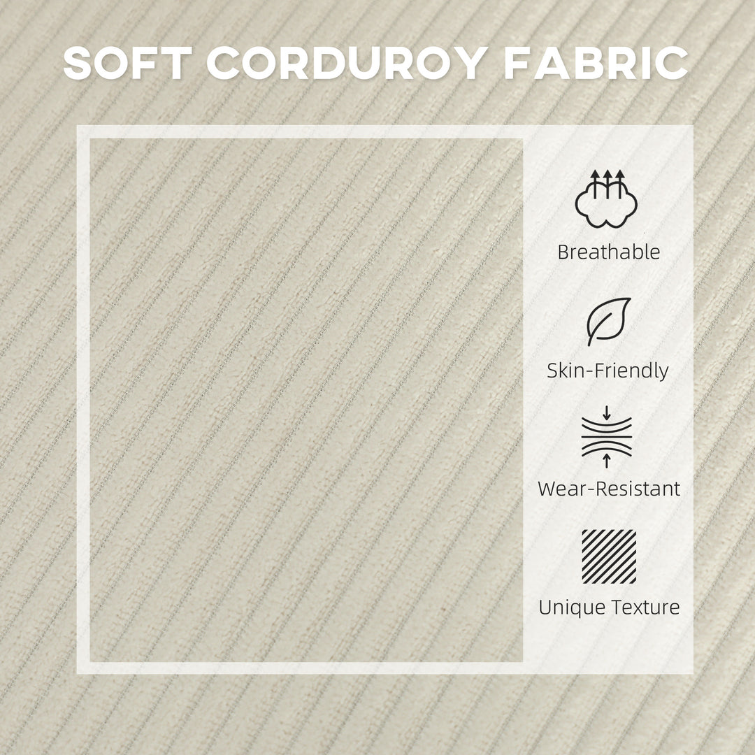 HOMCOM 46.5" Loveseat Couch with USB Ports, Corduroy Love Seat Sofa with Wood Legs for Living Room, Bedroom, Small Space, Grey