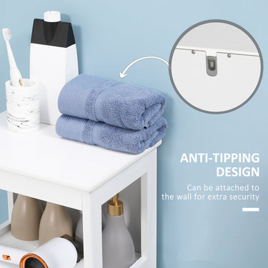 kleankin Modern Bathroom Floor Cabinet with Open Shelf, Freestanding Storage Organizer Unit with Single Door for Home Office, Living Room, White