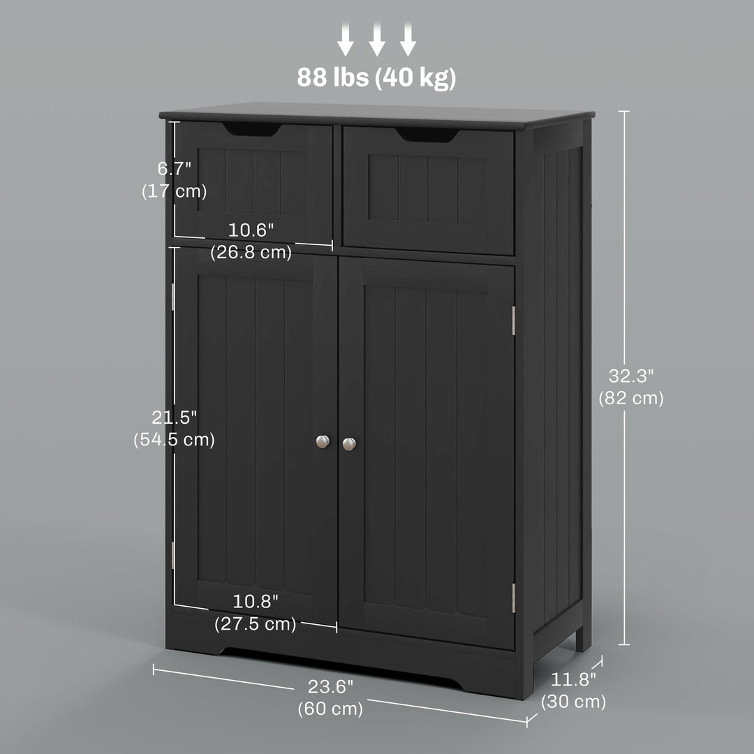 kleankin Bathroom Cabinet, Bathroom Storage Cabinet with 2 Drawers, Adjustable Shelf for Living Room, Entryway, White